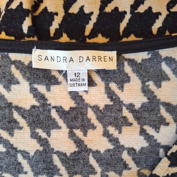 Sandra Darren stretchy houndstooth fit and flare dress sz 12 *L3 - Picture 5 of 6